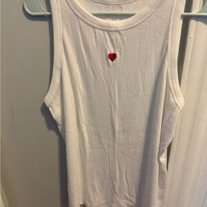 a new day White Tank Top with Red Heart
